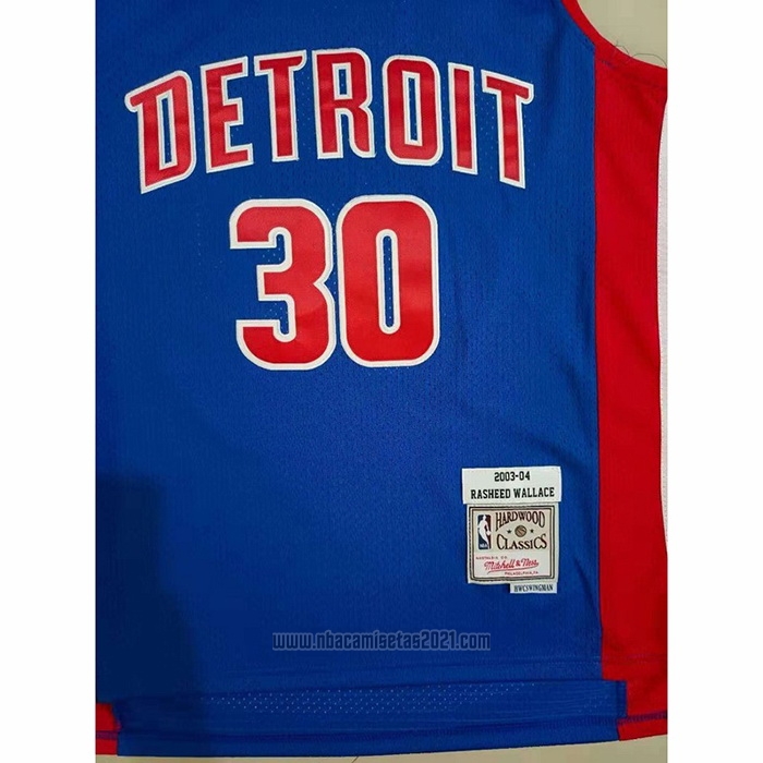 Camiseta Detroit Pistons Rasheed Wallace #30 Mitchell & Ness 2003-04 Azul